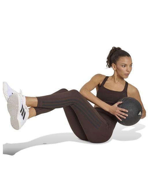Adidas Brown Women's Optime Workout 3-stripes 7/8 leggings