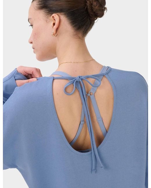 Sweaty Betty Blue Women's After Class Open Back Tie Sweatshirt