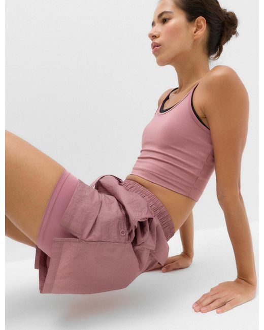 GOODMOVE Purple Women's Shimmer Double Layer Running Shorts