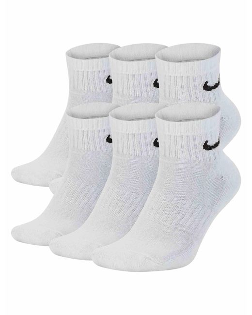 Nike White Women's Everyday Cushioned Training Ankle Socks (6 Pairs)