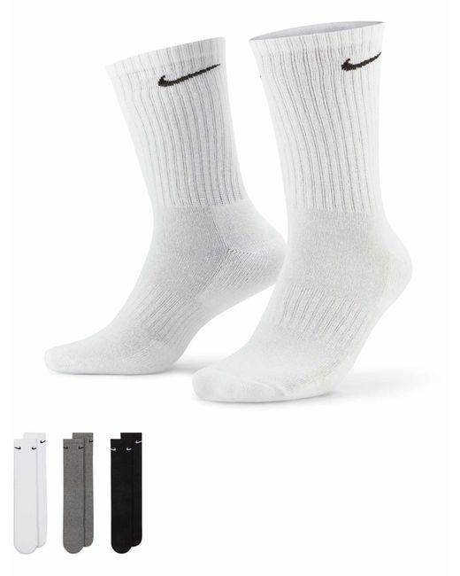 Nike White Women's Everyday Cushioned Training Crew Socks (3 Pairs)
