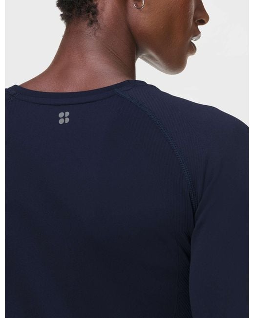 Sweaty Betty Blue Women's Athlete Seamless Workout Long Sleeve Top