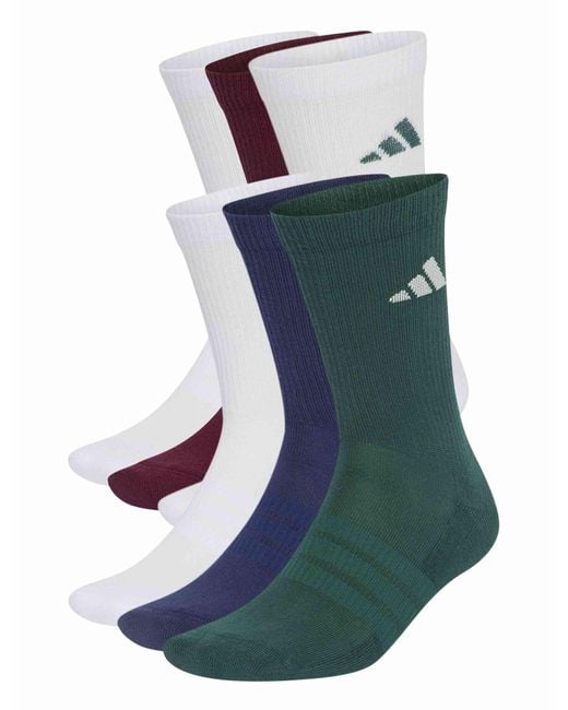 Adidas Blue Women's Cushioned Crew Socks 6 Pair Pack