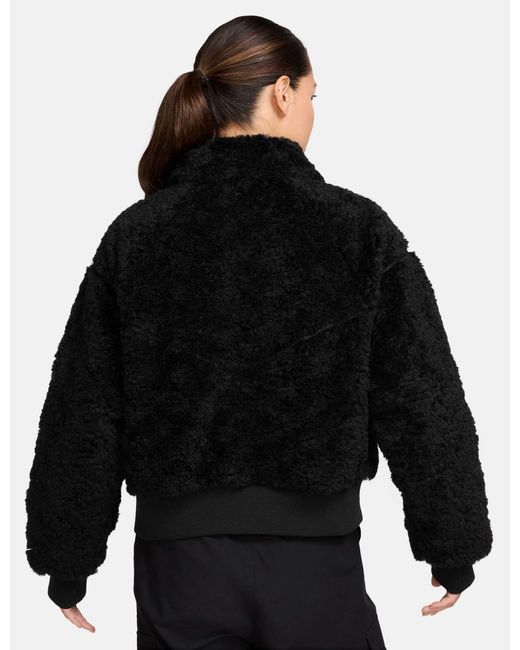 Nike Black Women's Sportswear Essential Fur Bomber Jacket