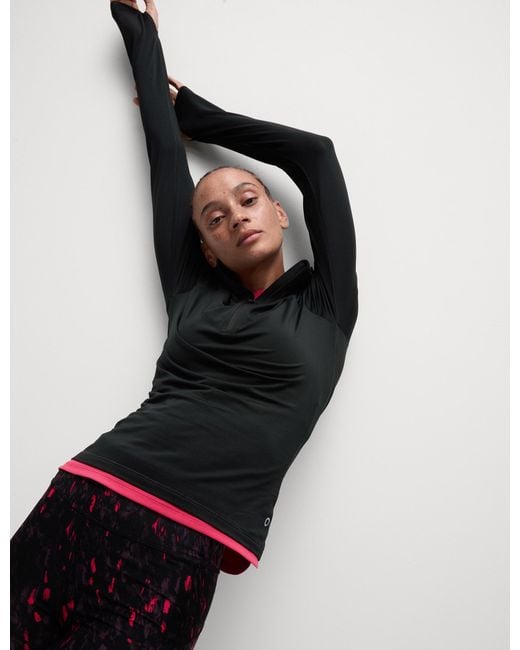 GOODMOVE Black Women's Ultraheat Funnel Neck Running Top