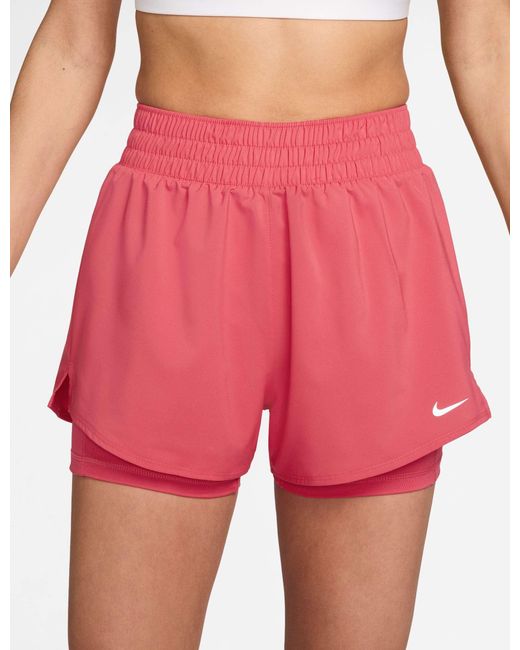 Nike Red Women's One Dri-fit 2-in-1 Shorts
