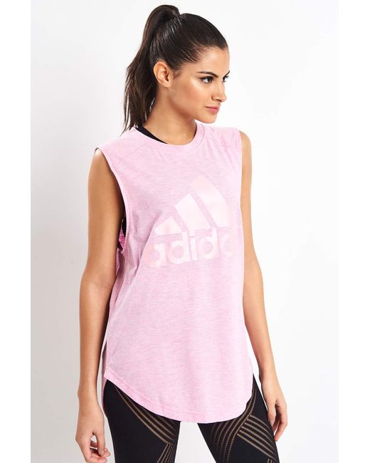 adidas Id Winners Muscle Tee in Pink | Lyst UK