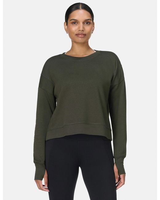 Sweaty Betty Green Women's After Class Crop Sweatshirt
