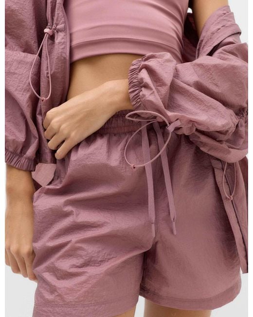 GOODMOVE Purple Women's Shimmer Double Layer Running Shorts