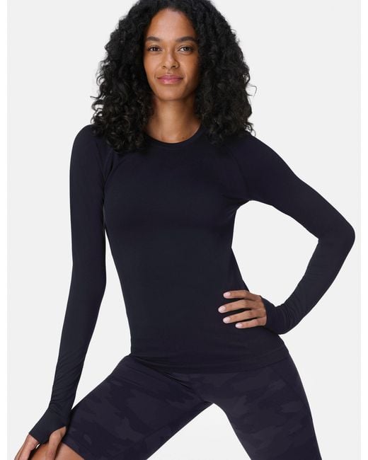 Sweaty Betty Blue Women's Athlete Seamless Gym Long Sleeve Top