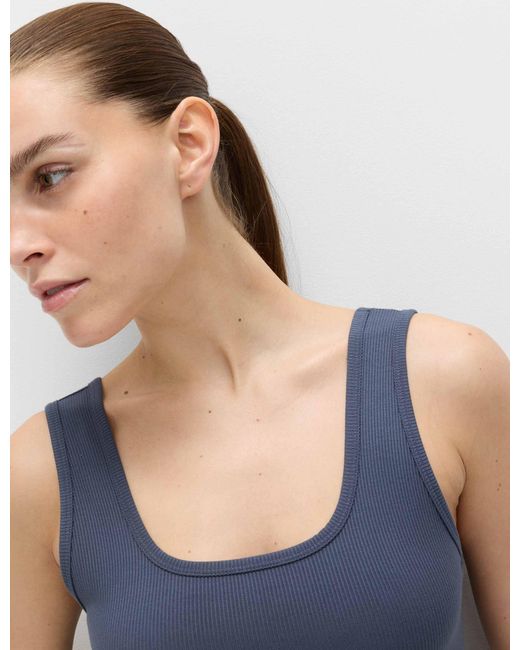 GOODMOVE Blue Women's Modal Rich Rib Square Neck Fitted Vest