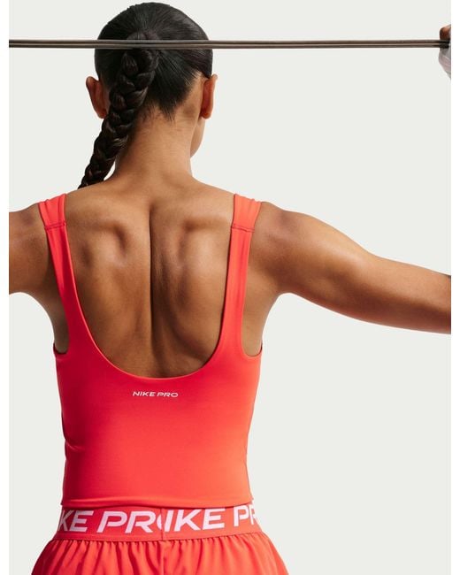 Nike Red Pro Sculpt Medium-Support Padded Sports Bra Tank Top