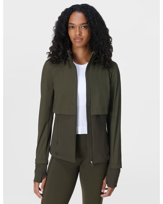 Sweaty Betty Green Women's Pro Run Water Resistant Run Jacket