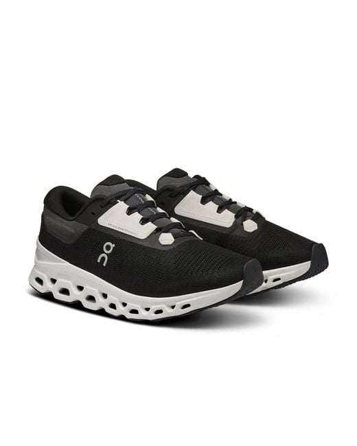 On Shoes Black Women's Cloudstratus 3 Road Running Shoes