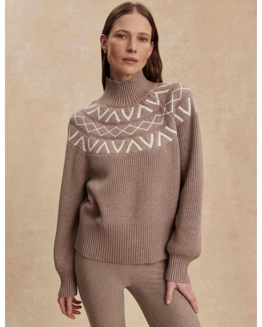 Varley Brown Women's Marcie Fair Isle Yoke Knit