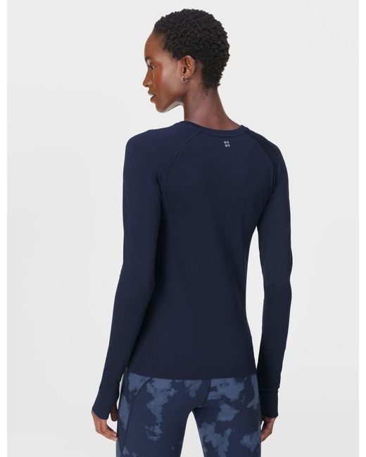 Sweaty Betty Blue Women's Athlete Seamless Workout Long Sleeve Top