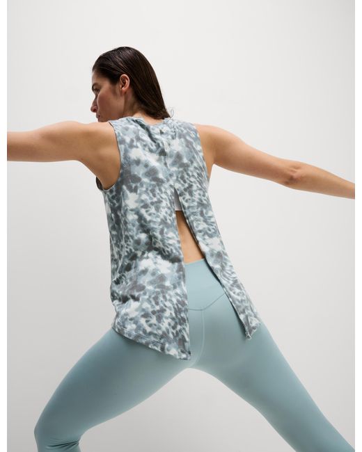 GOODMOVE Blue Women's Modal Blend Printed Tie Back Relaxed Vest Top