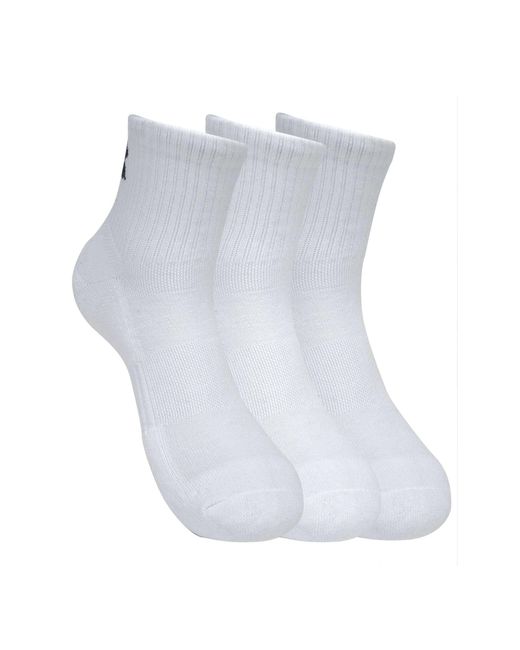 Under Armour White Women's Training Cotton 3-pack Quarter Socks