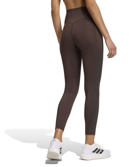Adidas Brown Women's Optime Workout 3-stripes 7/8 leggings