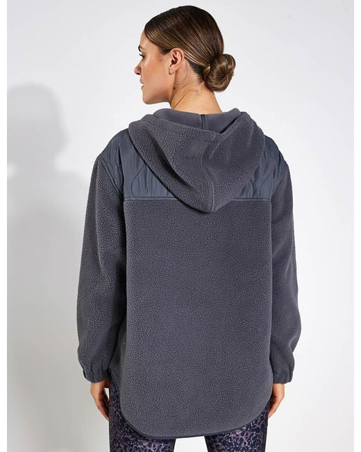 GOODMOVE Gray Mixed Borg Quilt Hoodie