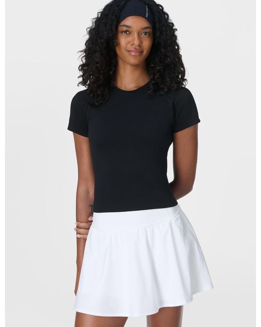 Sweaty Betty Black Women's Athlete Crop Seamless Workout T-shirt
