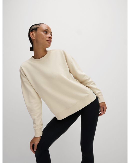 GOODMOVE Natural Women's Cotton Rich Mesh Panel Relaxed Sweatshirt