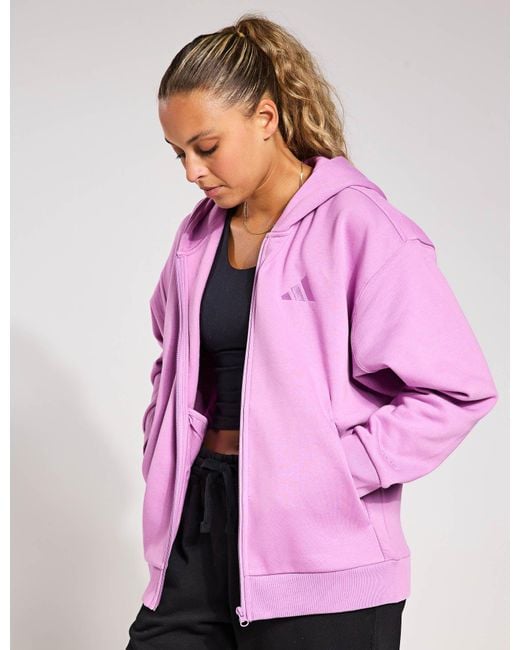 Adidas Purple Women's All Szn Fleece Full-zip Hoodie