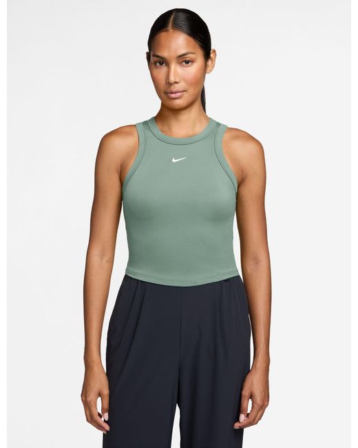 Nike Green Women's One Fitted Dri-fit Cropped Tank Top