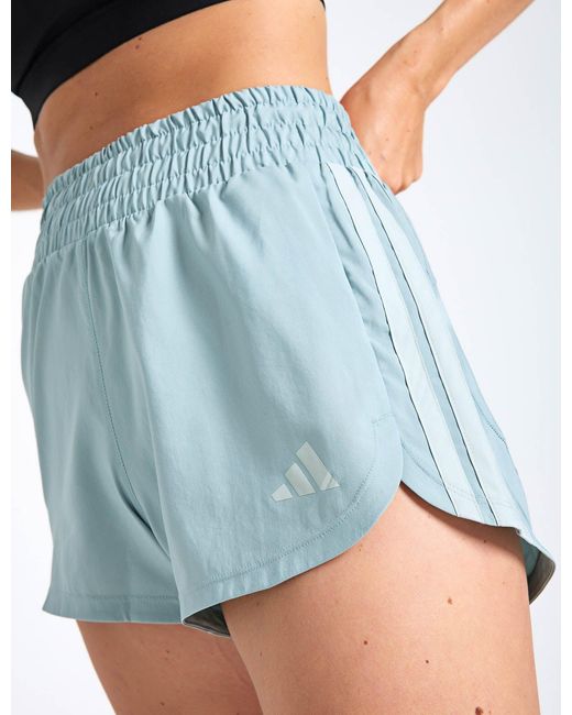 Adidas Blue Women's Pacer Workout Woven High Rise Shorts