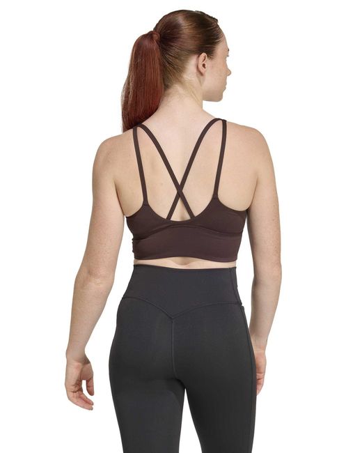 Adidas Brown Women's 3 Stripes Studio All Me Light Support Sports Bra