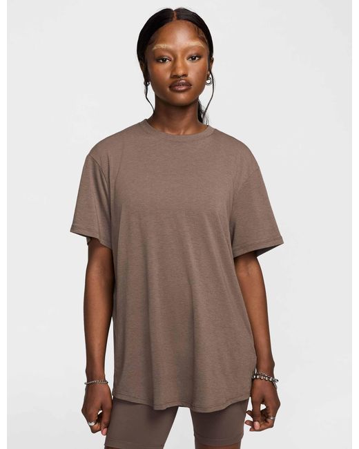 Nike Brown Women's One Relaxed Dri-fit Short-sleeve Top
