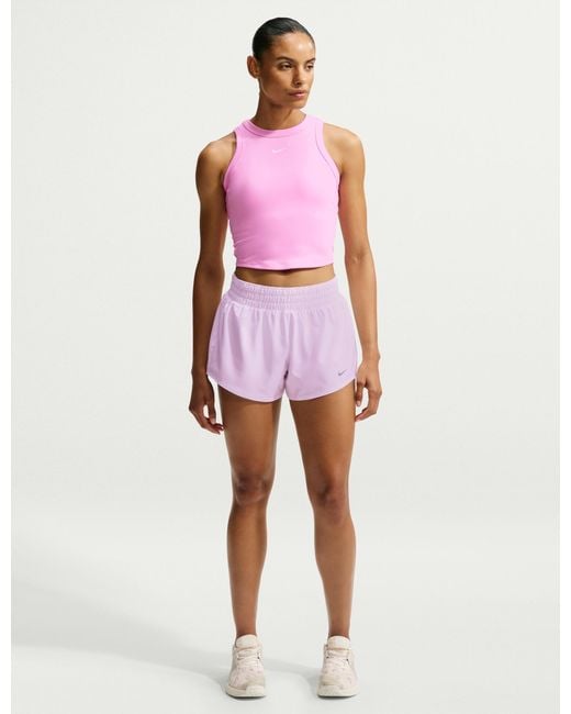 Nike Pink Women's One Fitted Dri-fit Cropped Tank Top