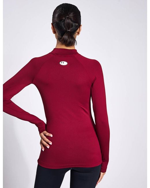 Under Armour Red Women's Coldgear Authentics Mock Neck
