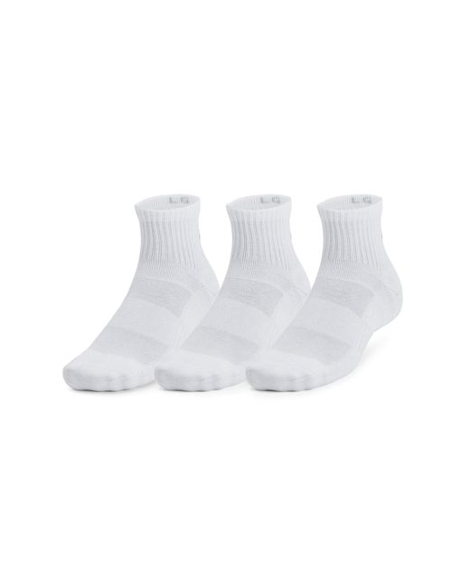 Under Armour White Women's Training Cotton 3-pack Quarter Socks