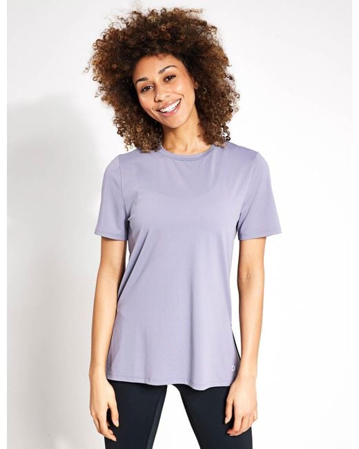 GOODMOVE White Scoop Neck Mesh Back T-shirt