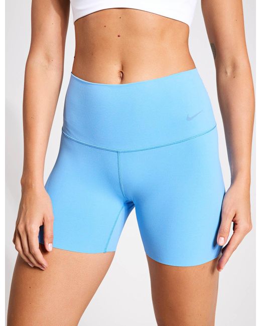 Nike Women s Zenvy High Waisted 5 Biker Shorts in Blue Lyst UK