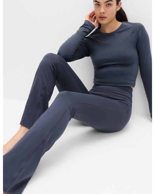 GOODMOVE Blue Women's Go Balance Foldover Waist Flared leggings