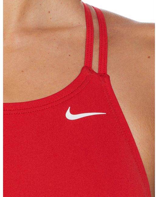 Nike Red Women's Hydrastrong Solid Spiderback 1-piece Swimsuit