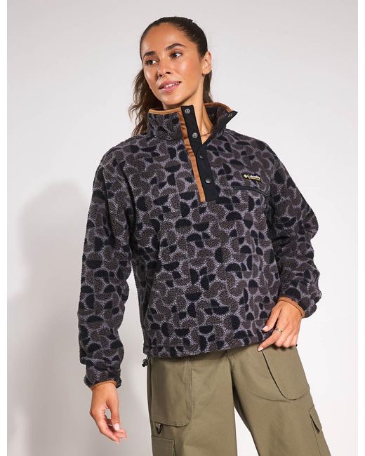 Columbia Blue Women's Helvetia Ii Cropped Sherpa Half Snap Printed Fleece