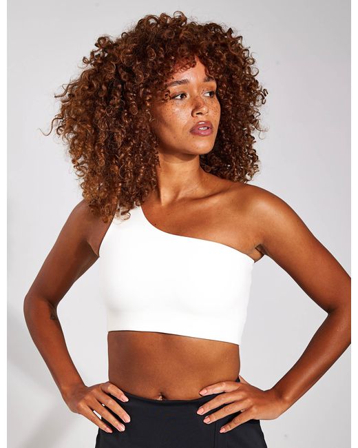 GIRLFRIEND COLLECTIVE Brown Women's Bianca One Shoulder Sports Bra