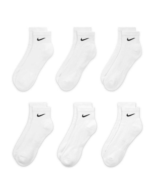 Nike White Women's Everyday Cushioned Training Ankle Socks (6 Pairs)