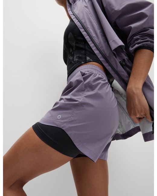 GOODMOVE Purple Women's 360° Reflective Layered Running Shorts