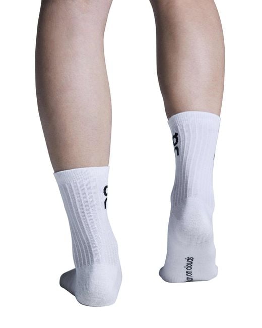 On Shoes White Women's Logo Sock High 3p