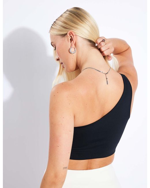 GIRLFRIEND COLLECTIVE Black Women's Bianca One Shoulder Sports Bra
