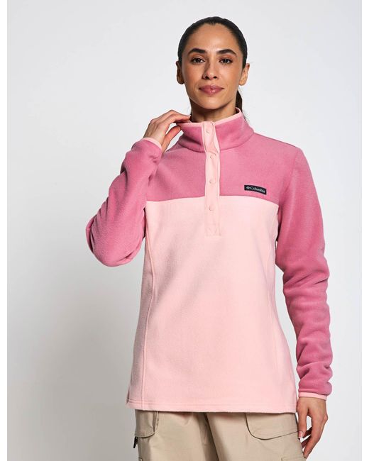 Columbia Pink Women's Benton Springs Half Snap Pullover