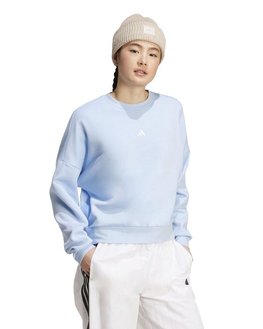 Adidas Blue Women's Essentials Small Logo Feelcozy Sweatshirt
