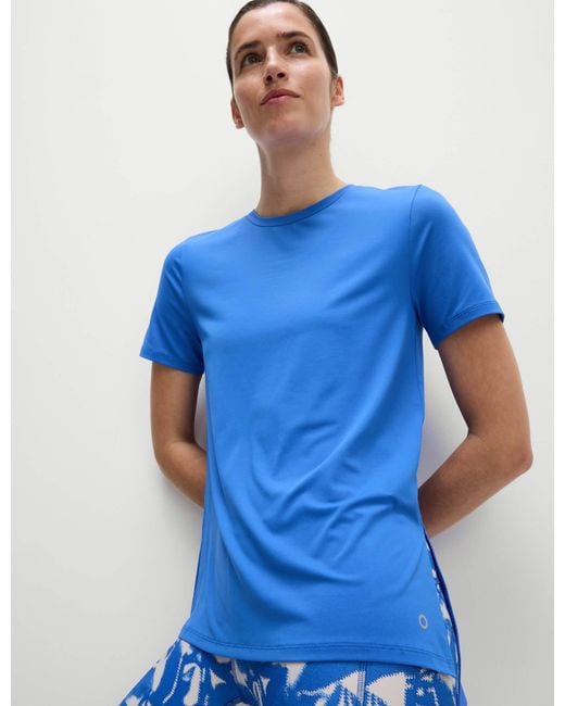 GOODMOVE Blue Women's Scoop Neck Mesh Back T-shirt