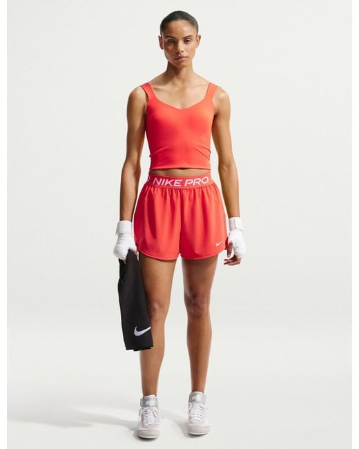 Nike Red Pro Sculpt Medium-Support Padded Sports Bra Tank Top