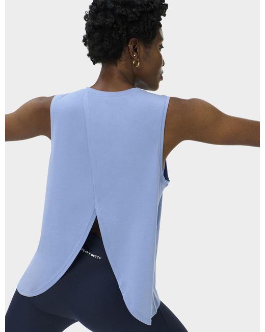 Sweaty Betty Blue Women's Soft Flow Studio Open Back Tank Top