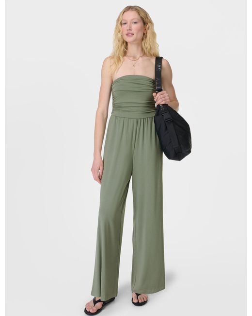Sweaty Betty Green Women's Modal Wide Leg Jumpsuit